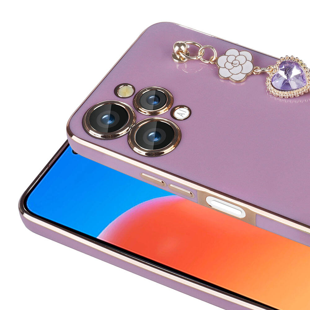 Xiaomi Redmi 12 4G Kılıf El Tutamaçlı Kamera Korumalı Zore Taka Silikon Kapak Mor