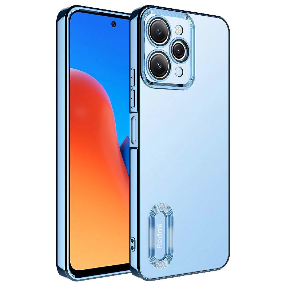 Xiaomi Redmi 12 4G Kılıf Kamera Korumalı Logo Gösteren Zore Omega Kapak Sierra Mavi