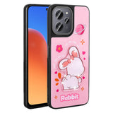 Xiaomi Redmi 12 4G Kılıf Parlayan Kabartmalı İkonik Figürlü Zore Amas Silikon Kapak Pembe