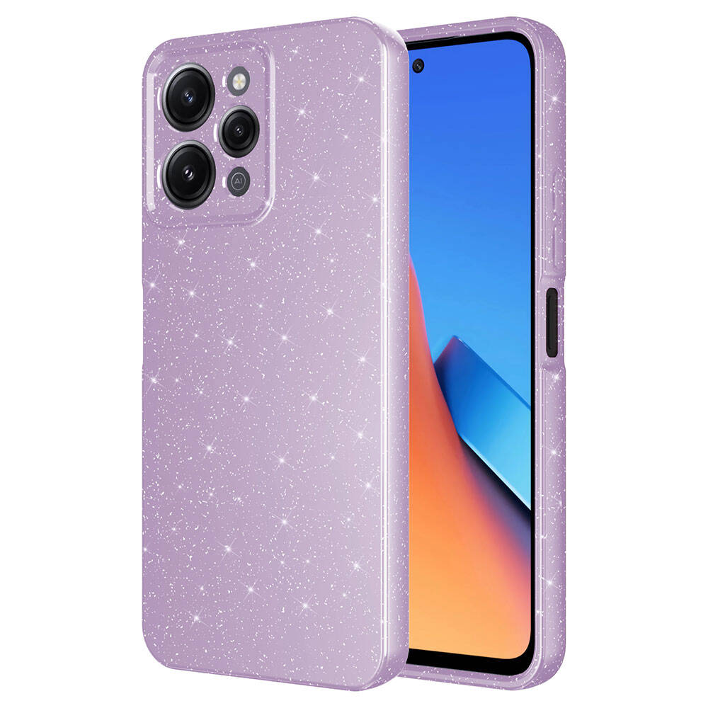 Xiaomi Redmi 12 Kılıf Kamera Korumalı Simli Lüks Zore Koton Kapak Pembe Koyu