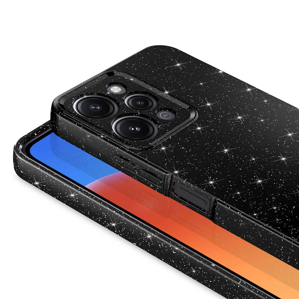Xiaomi Redmi 12 Kılıf Kamera Korumalı Simli Lüks Zore Koton Kapak Siyah