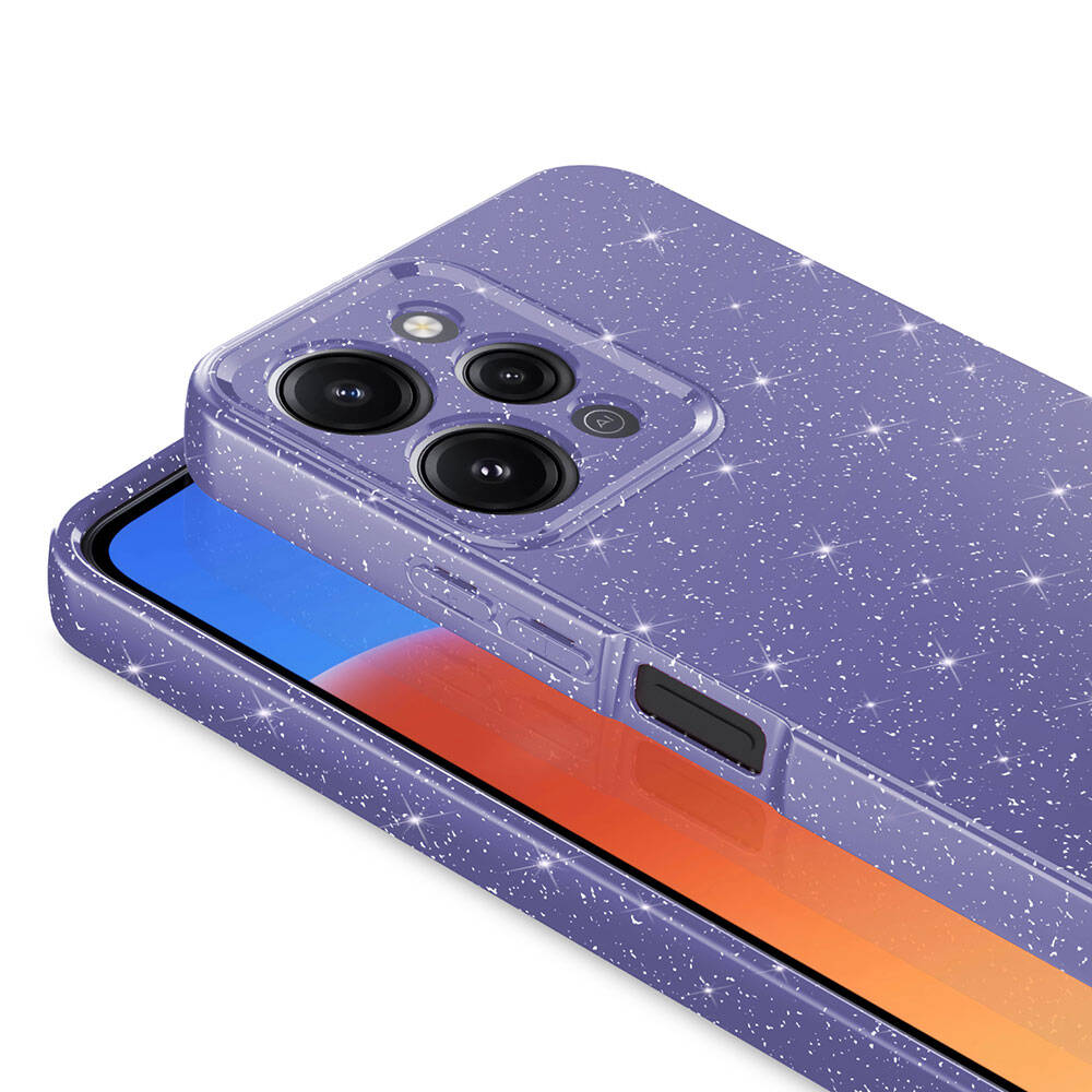 Xiaomi Redmi 12 Kılıf Kamera Korumalı Simli Lüks Zore Koton Kapak Lila