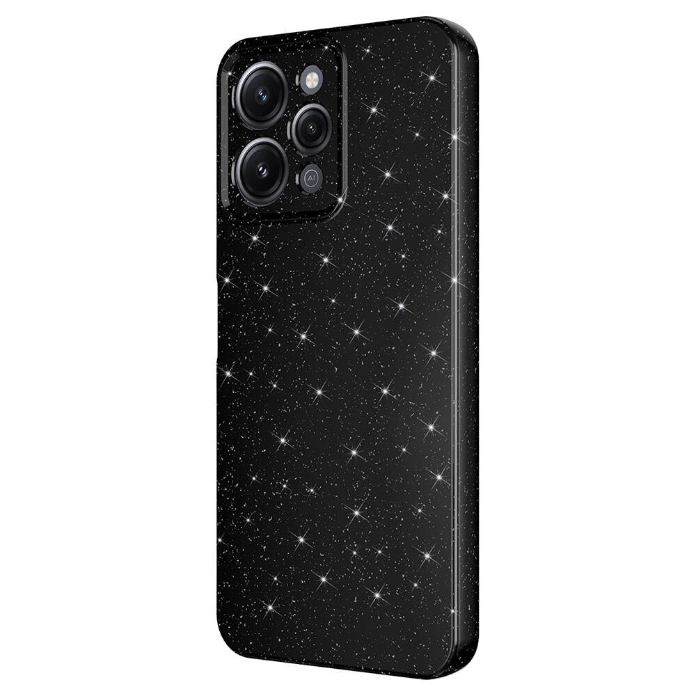Xiaomi Redmi 12 Kılıf Kamera Korumalı Simli Lüks Zore Koton Kapak Siyah