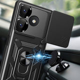 Xiaomi Redmi 13 4G Kılıf Magnetik Standlı Kamera Korumalı Zore Sürgülü Vega Kapak Siyah