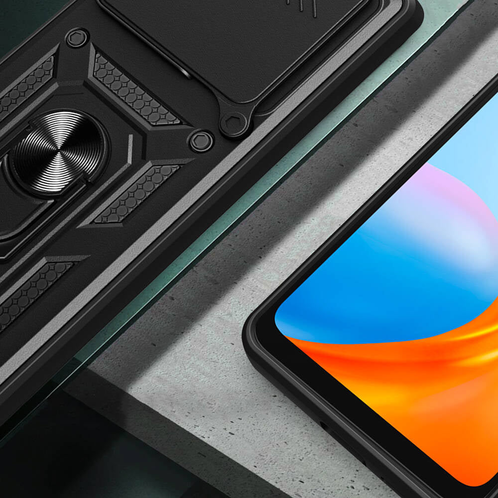 Xiaomi Redmi 13 4G Kılıf Magnetik Standlı Kamera Korumalı Zore Sürgülü Vega Kapak Siyah