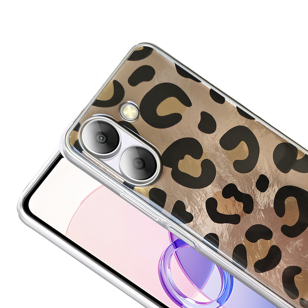Xiaomi Redmi 13C Kılıf Desenli Zore Mep Kapak Gold Leopar