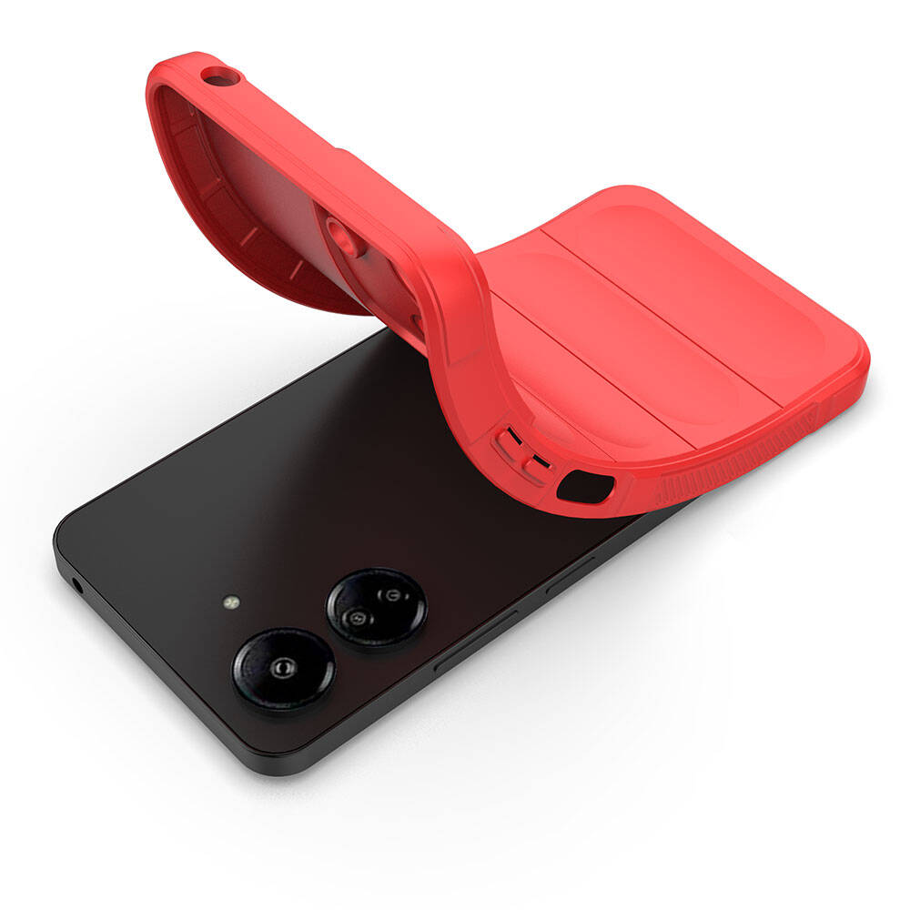 Xiaomi Redmi 13C Kılıf Esnek TPU Oyuklu Arka Yüzey Tasarımlı Zore Etnik Silikon Kapak Kırmızı