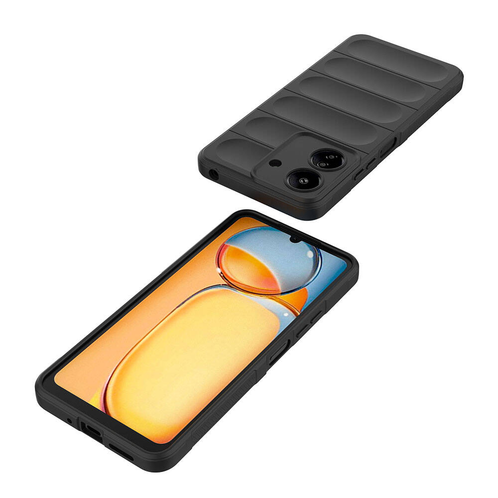 Xiaomi Redmi 13C Kılıf Esnek TPU Oyuklu Arka Yüzey Tasarımlı Zore Etnik Silikon Kapak Koyu Yeşil