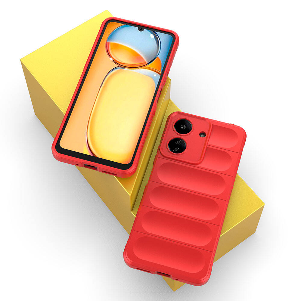 Xiaomi Redmi 13C Kılıf Esnek TPU Oyuklu Arka Yüzey Tasarımlı Zore Etnik Silikon Kapak Kırmızı