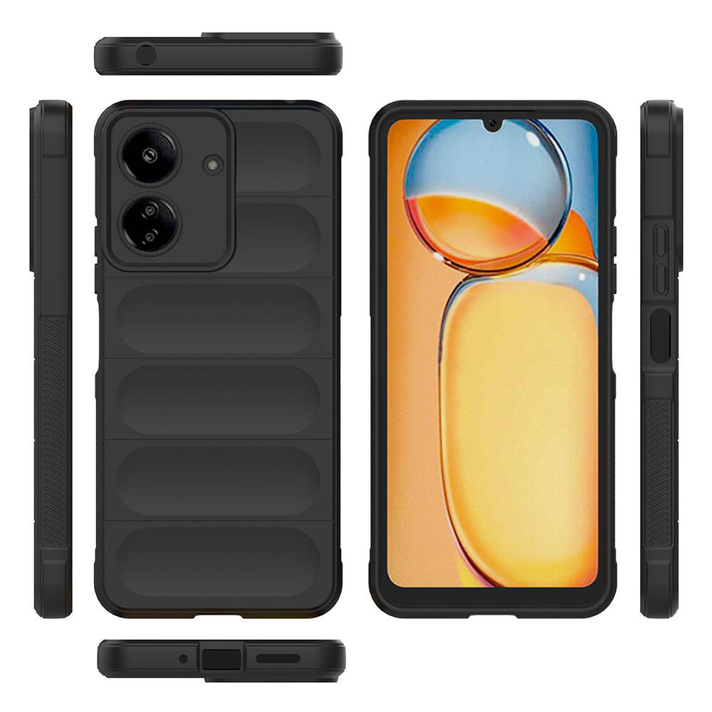 Xiaomi Redmi 13C Kılıf Esnek TPU Oyuklu Arka Yüzey Tasarımlı Zore Etnik Silikon Kapak Kırmızı