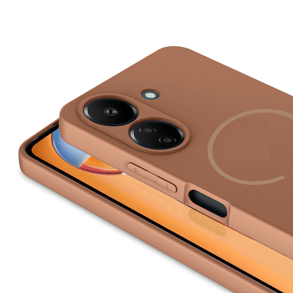 Xiaomi Redmi 13C Kılıf M-safe Şarj Özellikli Zore Meta Kapak Titanyum-Gri