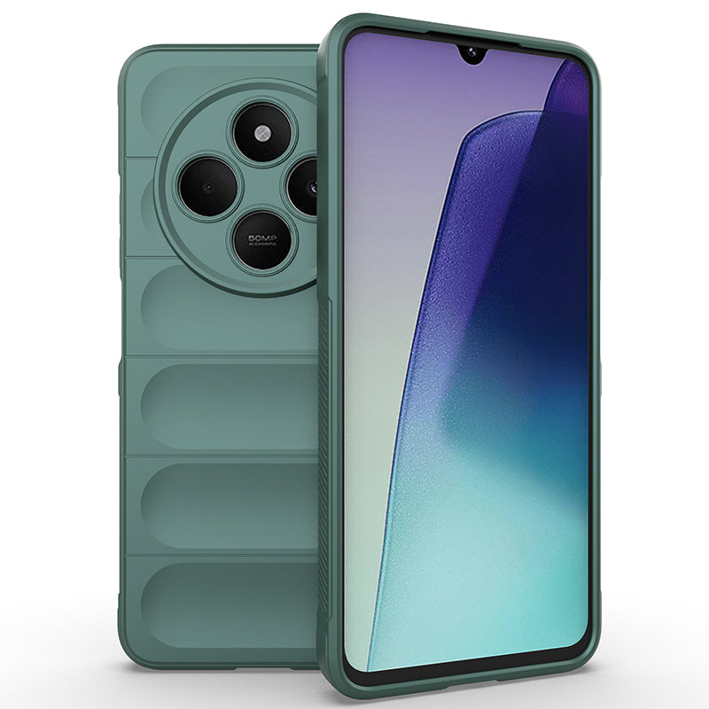 Xiaomi Redmi 14C 4G Kılıf Esnek TPU Oyuklu Arka Yüzey Tasarımlı Zore Etnik Silikon Kapak Koyu Yeşil