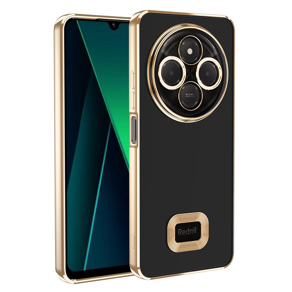 Xiaomi Redmi 14C 4G Kılıf Kamera Korumalı Logo Gösteren Zore Omega Kapak Gold