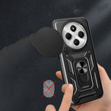 Xiaomi Redmi 14C 4G Kılıf Magnetik Standlı Kamera Korumalı Zore Sürgülü Vega Kapak Mavi