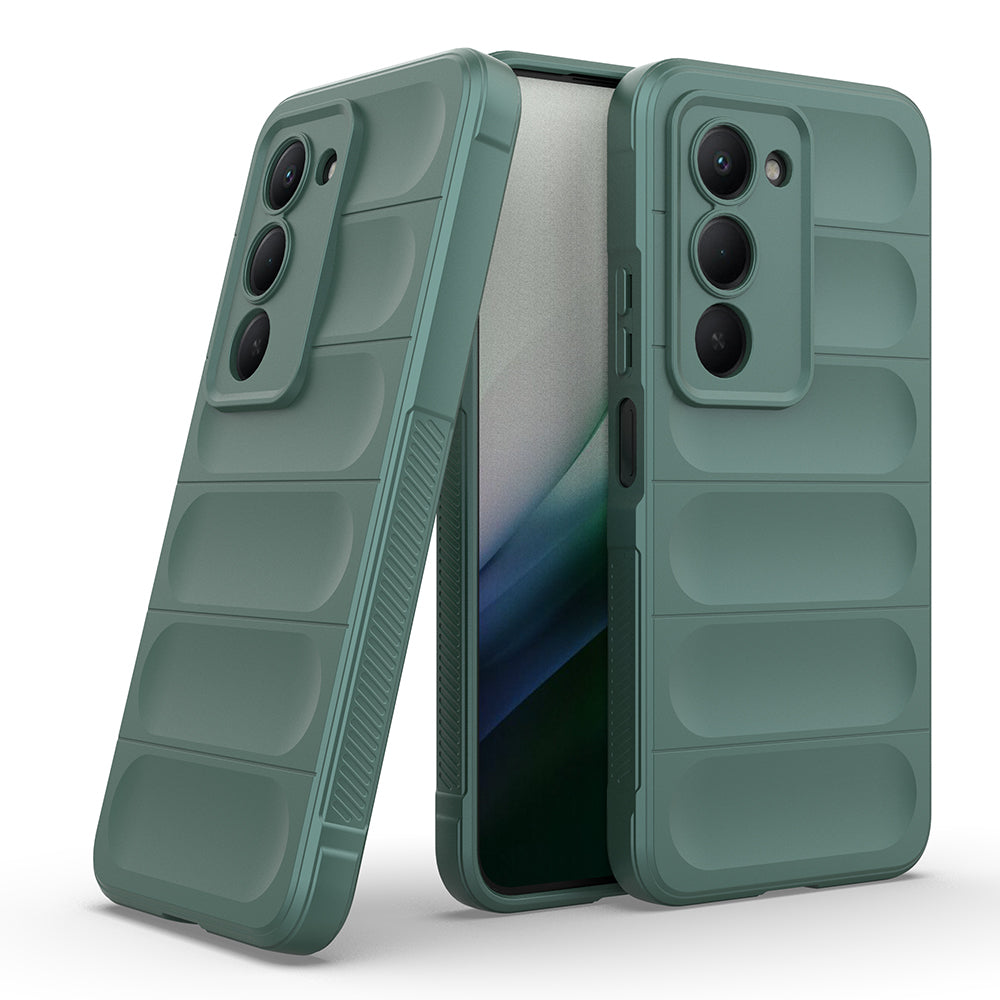 Xiaomi Redmi 15 Kılıf Esnek TPU Oyuklu Arka Yüzey Tasarımlı Zore Etnik Silikon Kapak Koyu Yeşil