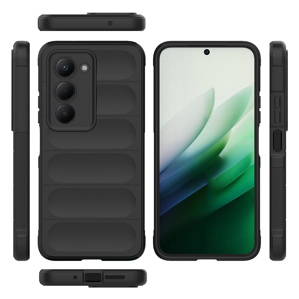 Xiaomi Redmi 15 Kılıf Esnek TPU Oyuklu Arka Yüzey Tasarımlı Zore Etnik Silikon Kapak Koyu Yeşil
