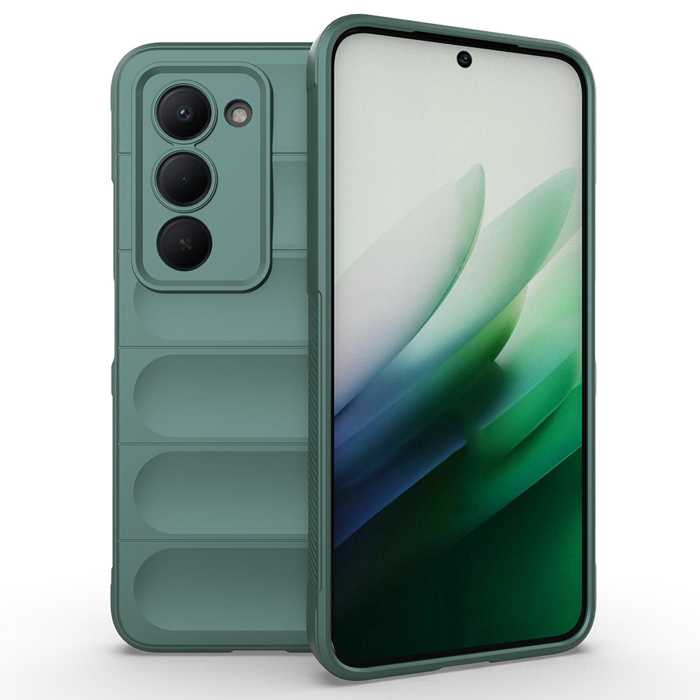 Xiaomi Redmi 15 Kılıf Esnek TPU Oyuklu Arka Yüzey Tasarımlı Zore Etnik Silikon Kapak Koyu Yeşil