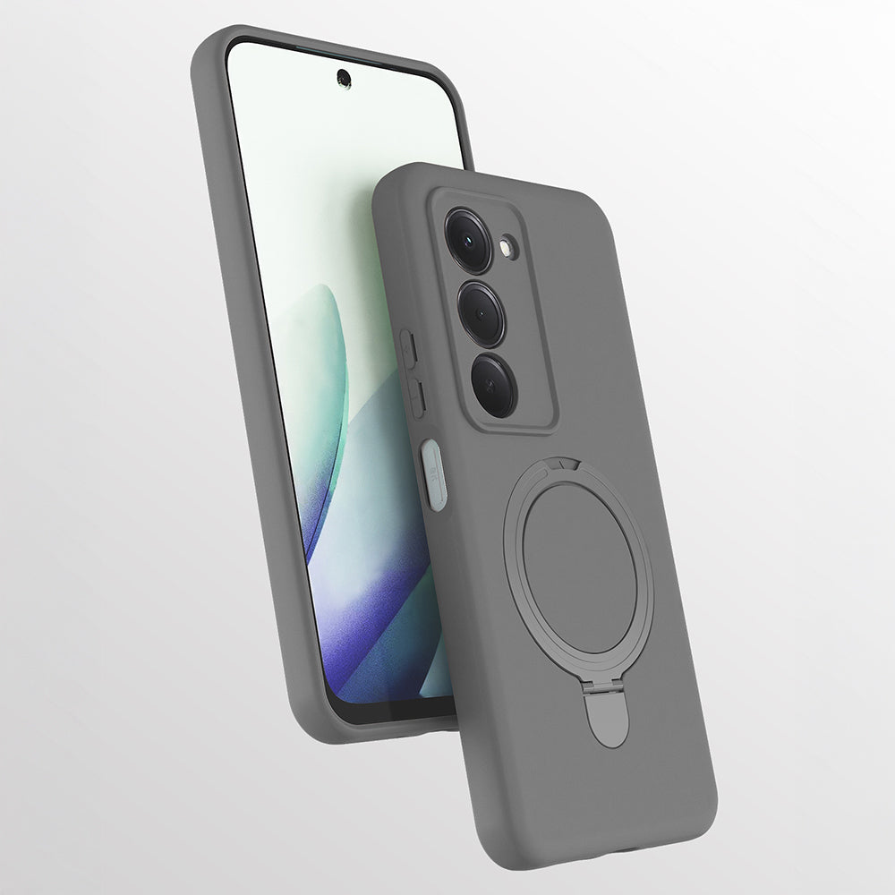 Xiaomi Redmi 15 Kılıf M-safe Şarj Özellikli Standlı Zore Samara Kapak Titanyum-Gri