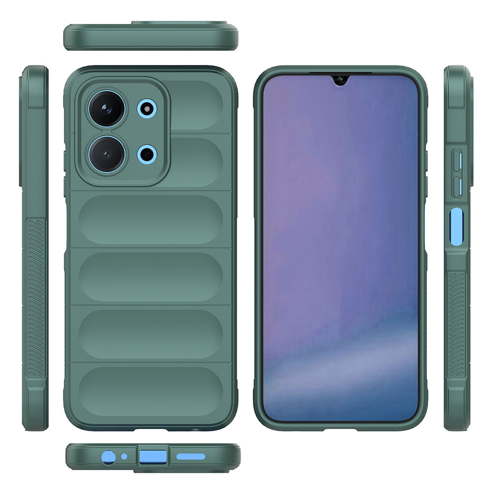 Xiaomi Redmi 15C 4G Kılıf Esnek TPU Oyuklu Arka Yüzey Tasarımlı Zore Etnik Silikon Kapak Koyu Yeşil
