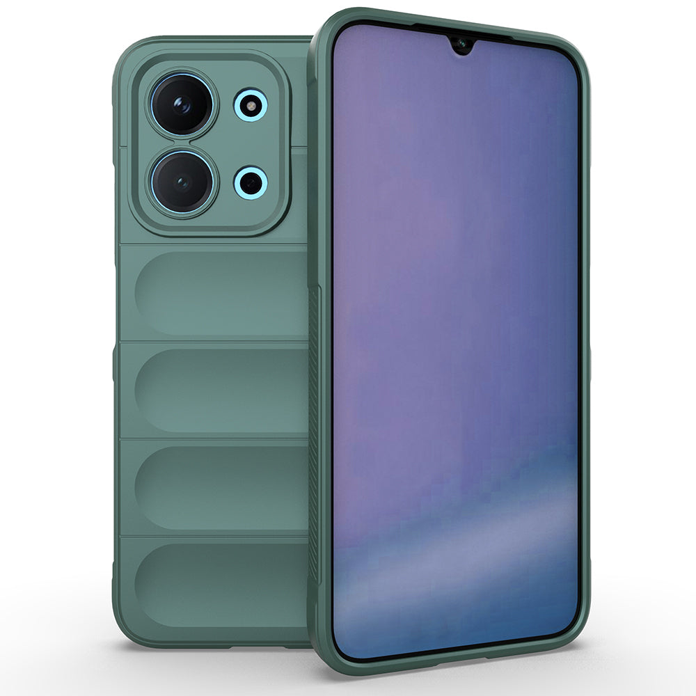 Xiaomi Redmi 15C 4G Kılıf Esnek TPU Oyuklu Arka Yüzey Tasarımlı Zore Etnik Silikon Kapak Koyu Yeşil