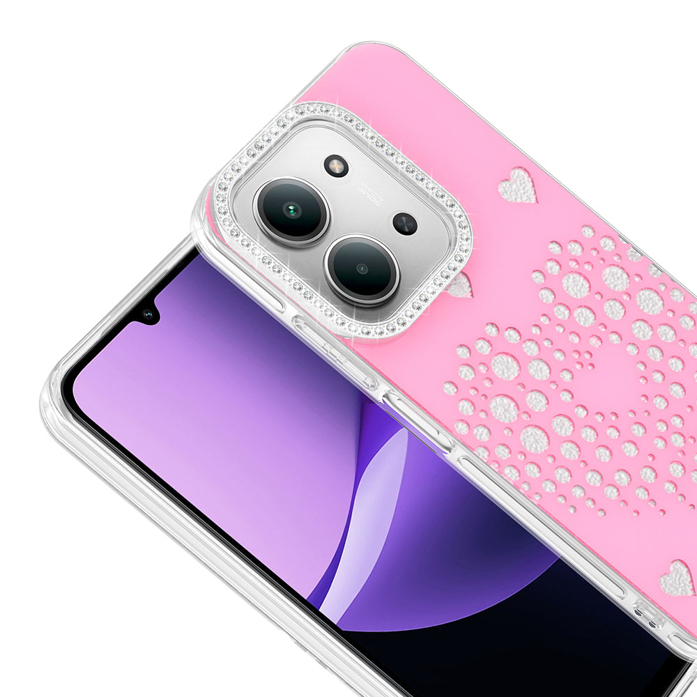Xiaomi Redmi 15C Kılıf Damla Taşlı Zore Rivas Sert PC Kapak Pembe
