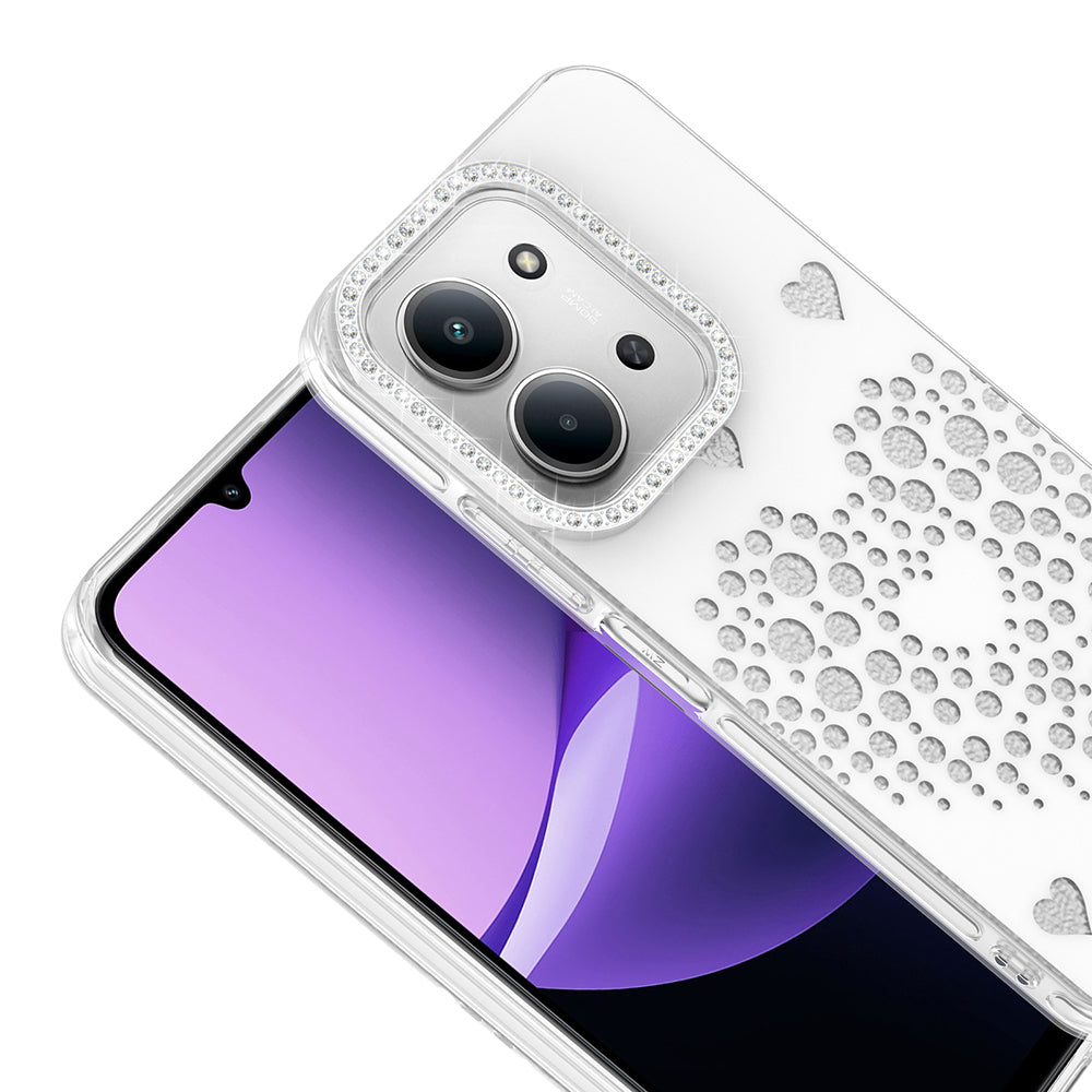 Xiaomi Redmi 15C Kılıf Damla Taşlı Zore Rivas Sert PC Kapak Beyaz