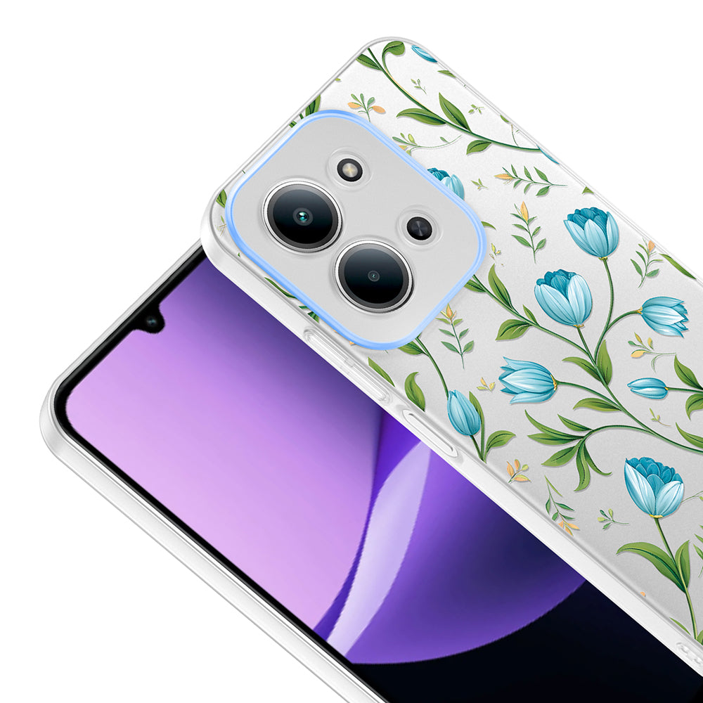 Xiaomi Redmi 15C Kılıf Kamera Korumalı Desenli Zore Klip Kapak Mavi Lale