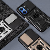 Xiaomi Redmi 15C Kılıf Magnetik Standlı Kamera Korumalı Zore Sürgülü Vega Kapak Siyah