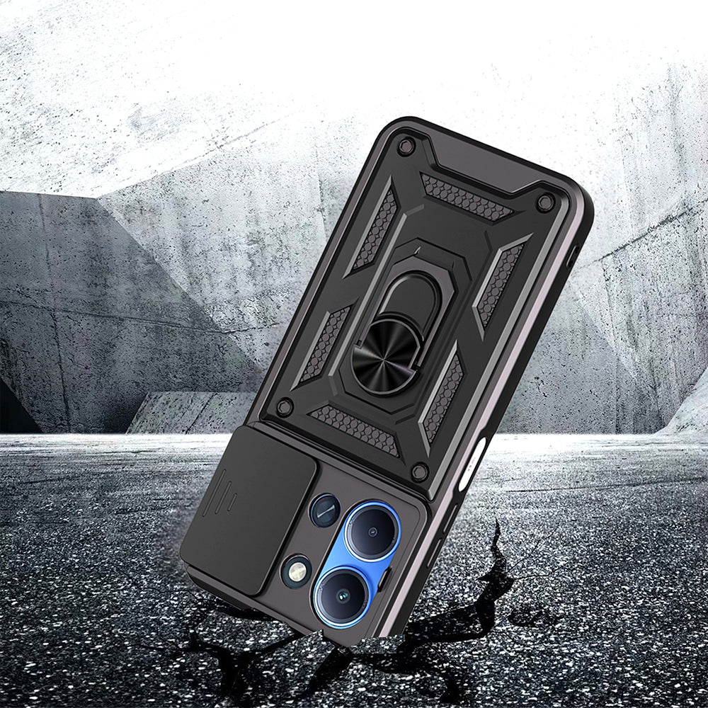 Xiaomi Redmi 15C Kılıf Magnetik Standlı Kamera Korumalı Zore Sürgülü Vega Kapak Siyah