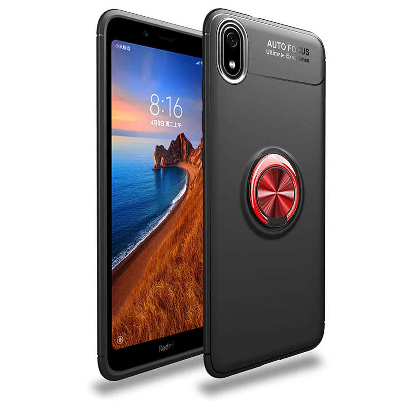 Xiaomi Redmi 7A Kılıf Zore Ravel Silikon Kapak Siyah-Kırmızı