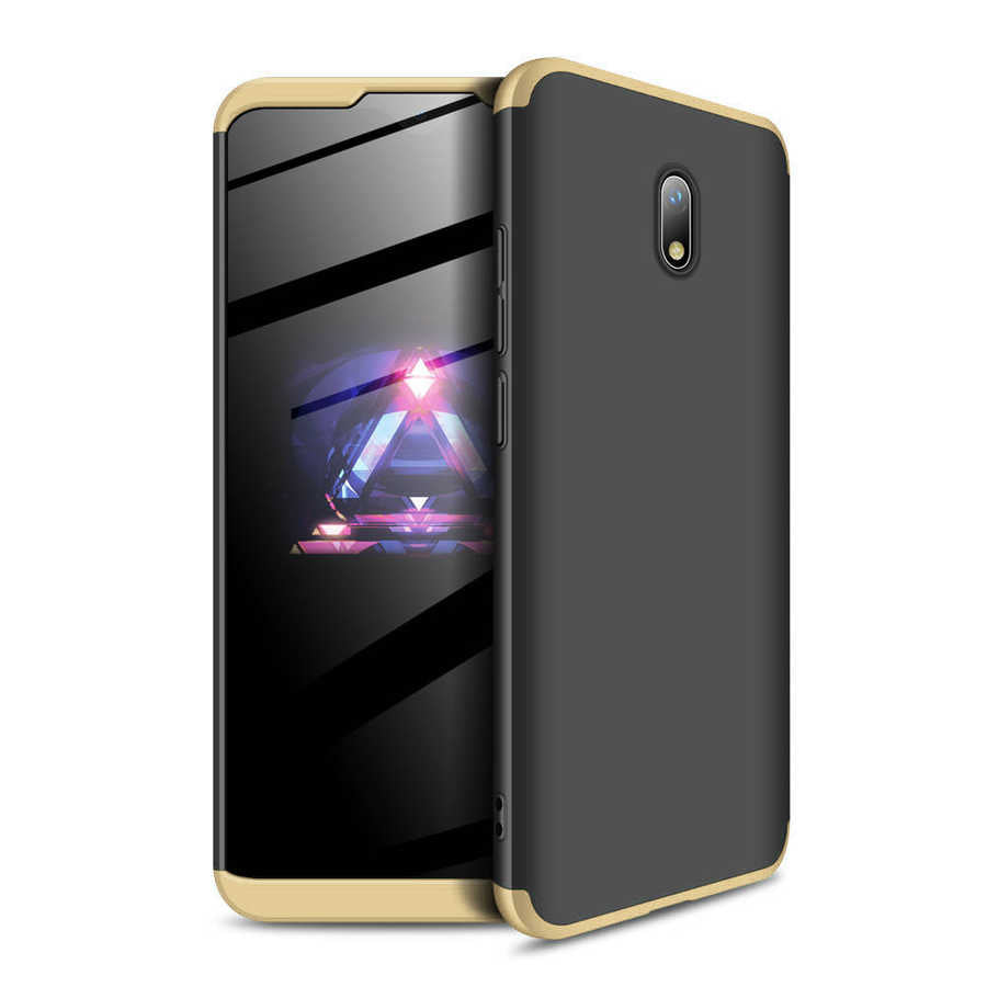 Xiaomi Redmi 8A Kılıf Zore Ays Kapak Siyah-Gold