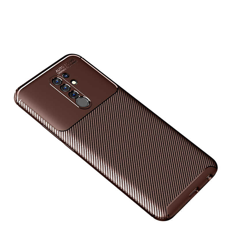 Xiaomi Redmi 9 Kılıf Zore Negro Silikon Kapak Kahverengi