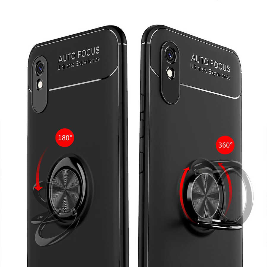 Xiaomi Redmi 9A Kılıf Zore Ravel Silikon Kapak Siyah-Mavi