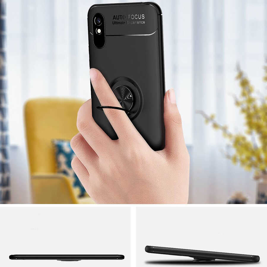 Xiaomi Redmi 9A Kılıf Zore Ravel Silikon Kapak Siyah