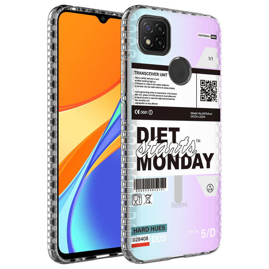 Xiaomi Redmi 9C Kılıf Airbag Kenarlı Renkli Desenli Silikon Zore Elegans Kapak NO4