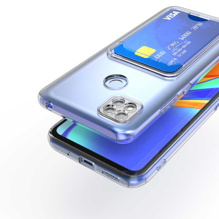 Xiaomi Redmi 9C Kılıf Kartlıklı Şeffaf Zore Setra Clear Silikon Kapak Renksiz