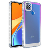 Xiaomi Redmi 9C Kılıf Simli ve Renk Geçiş Tasarımlı Lens Korumalı Zore Park Kapak Pembe-Sarı