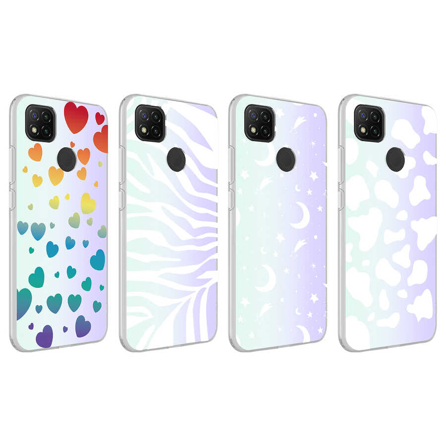 Xiaomi Redmi 9C Kılıf Zore M-Blue Desenli Kapak Moon No4