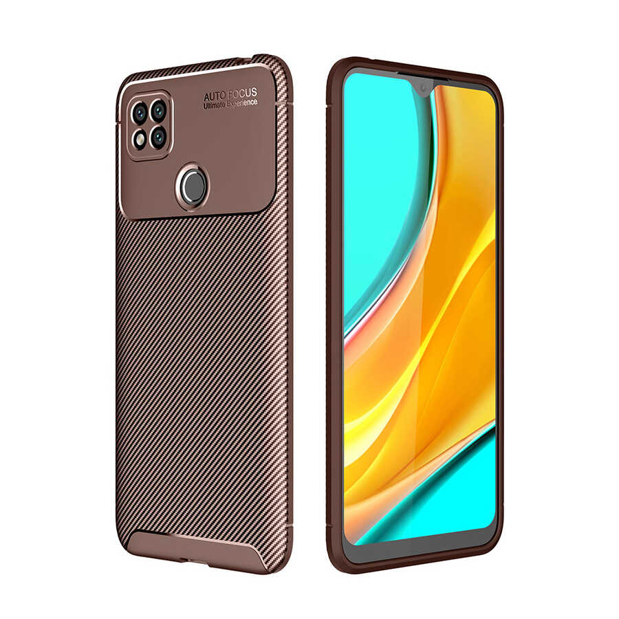 Xiaomi Redmi 9C Kılıf Zore Negro Silikon Kapak Kahverengi