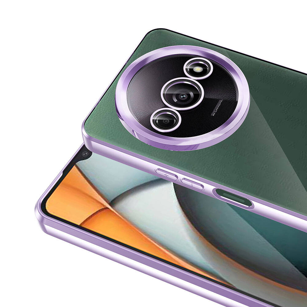 Xiaomi Redmi A3 4G 2024 Kılıf Kamera Korumalı Logo Gösteren Zore Omega Kapak Lila