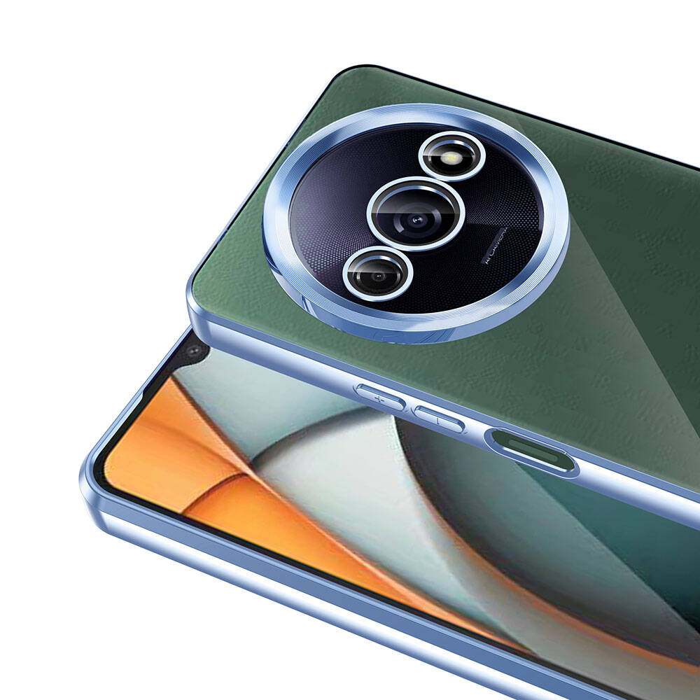 Xiaomi Redmi A3 4G 2024 Kılıf Kamera Korumalı Logo Gösteren Zore Omega Kapak Gümüş