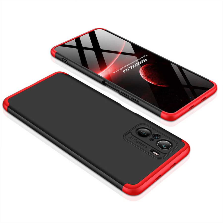 Xiaomi Redmi K40 Kılıf Zore Ays Kapak Siyah-Kırmızı