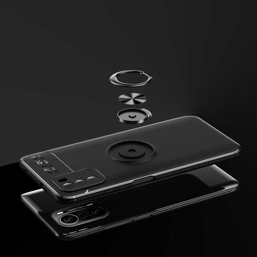 Xiaomi Redmi K40 Kılıf Zore Ravel Silikon Kapak Siyah-Mavi
