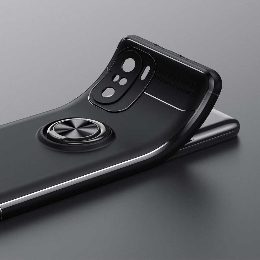 Xiaomi Redmi K40 Kılıf Zore Ravel Silikon Kapak Siyah-Kırmızı