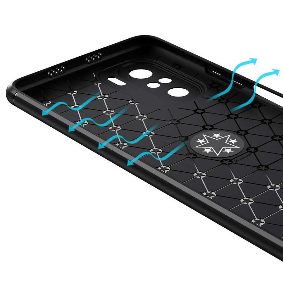 Xiaomi Redmi K40 Kılıf Zore Ravel Silikon Kapak Siyah-Mavi