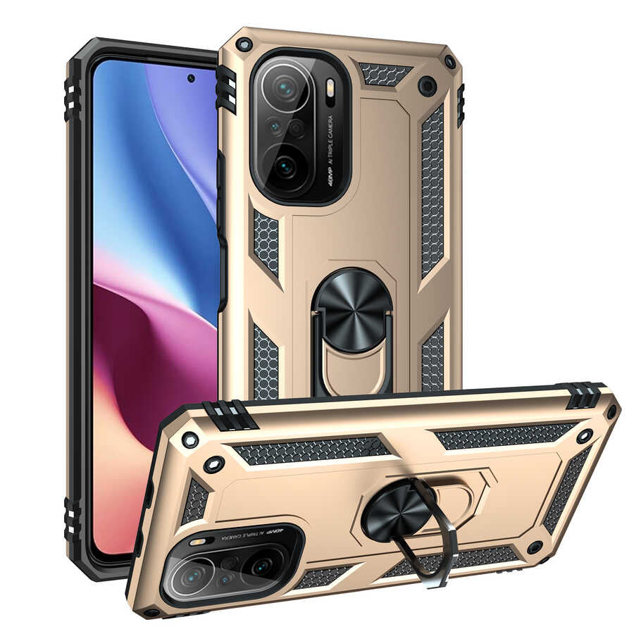 Xiaomi Redmi K40 Kılıf Zore Vega Kapak Gold
