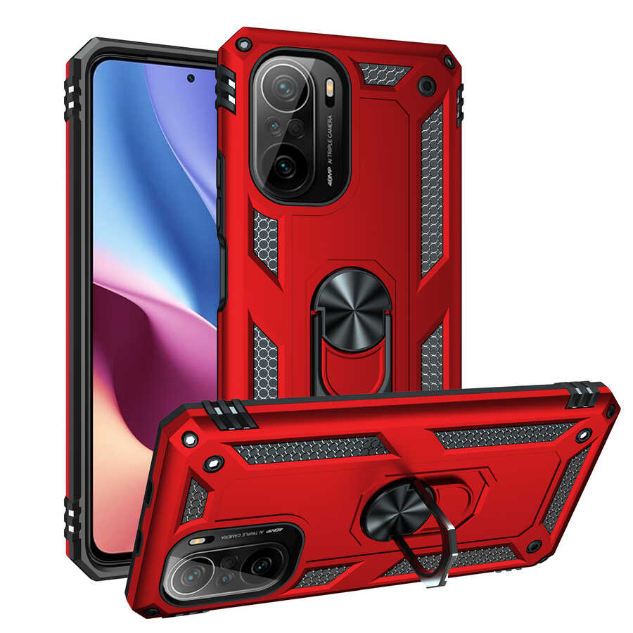 Xiaomi Redmi K40 Kılıf Zore Vega Kapak Kırmızı