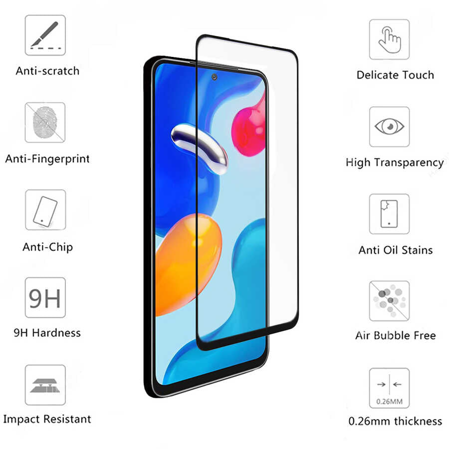 Xiaomi Redmi Note 10 5G Davin 5D Cam Ekran Koruyucu Siyah