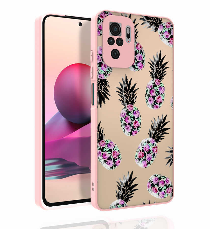 Xiaomi Redmi Note 10 Kılıf Desenli Kamera Korumalı Parlak Zore Nora Kapak NO1