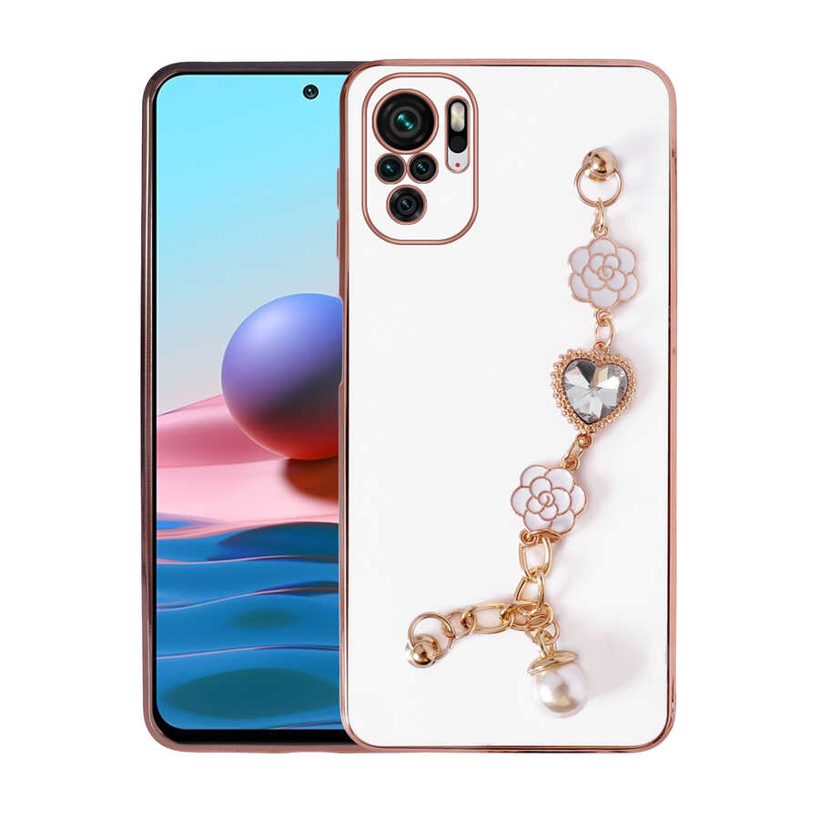 Xiaomi Redmi Note 10 Kılıf El Tutamaçlı Kamera Korumalı Zore Taka Silikon Kapak Beyaz
